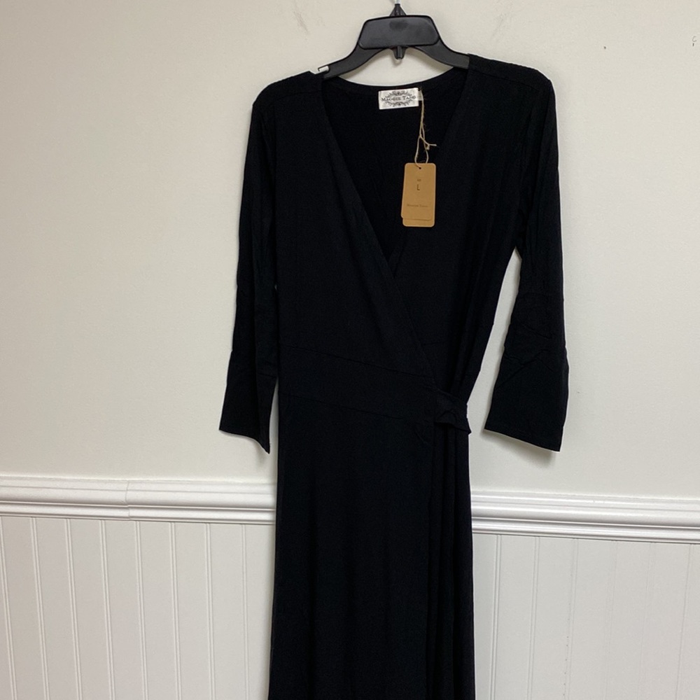 Maggie Tang Long Wrap Dress Black Size Large - Picture 2 of 6